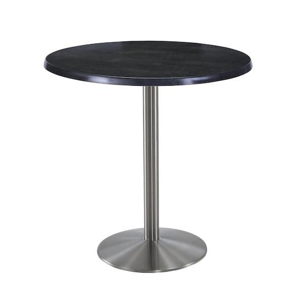 Holland Bar Stool Co 42" Tall OD214 Stainless Steel Table Base 22" Diameter 36" Diameter Black Steel Top OD214-2242SSOD36RBlkStl - main